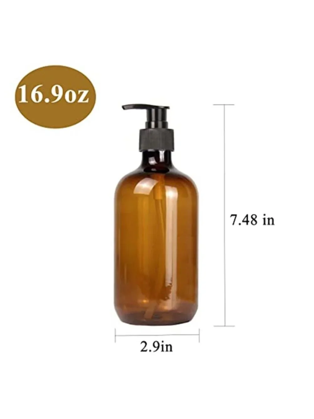 4 Pack 16.9 Oz Refillable Pump bottles with Waterproof Labels (Amber)